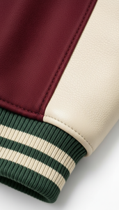 Ropa al por Mayor Estilo Americano Streetwear con Mangas de Cuero y Parches Bordados, Chaqueta Letterman Auténtica - Product Image 5