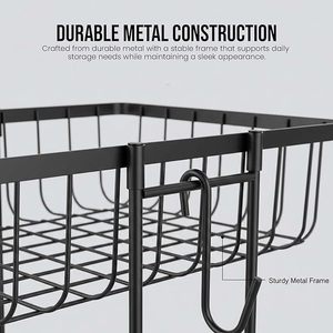 Panier de rangement métallique profond avec design ouvert, organisateur en fil métallique empilable pour étagère de placard - Product Image 4