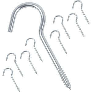 Hardware 4 15/16\" Steel Screw Hooks 10 Pack Heavy Duty Self-Tapping Cup Hooks Open Loop Design for Hanging <b>Hammocks</b> Easy - Product Image 2