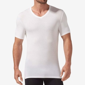 Débardeur en coton de haute qualité pour homme, col en V, blanc, coupe ajustée, décontracté - Product Image 1