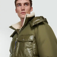 Veste matelassée à capuche pour homme RTS, couleur vert olive, avec doublure en fourrure, coupe-vent, en duvet, décontractée, pour l'hiver, coupe régulière, fermeture éclair, CP-MPJ-17