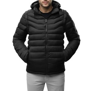 Veste matelassée à manches régulières pour homme, grande taille, hiver, sport, réversible, coupe-vent, 100% polyester, prix bas - Product Image 2
