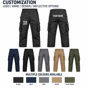 Men's <b>Black</b> Cargo <b>Work</b> <b>Pants</b> High Waist Multiple Pockets Breathable Canvas Style Straight Fit Autumn Wear - Product Image 5