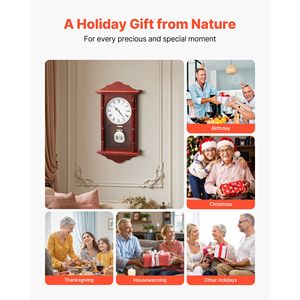 Orologio a Pendolo Classico Vintage da 18 Pollici con Movimento al Quarzo, in Legno di Pino e MDF, Design Silenzioso per Esposizione a Parete - Product Image 6