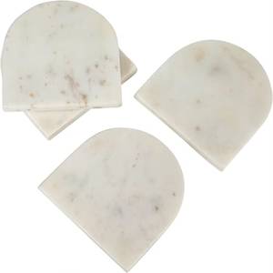 Oval <b>White</b> Stone <b>Coasters</b> Set Non-Slip Mats Modern Design for Table Decoration - Product Image 2