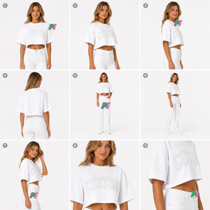 Crop top pour femme, broderie personnalisée, col rond, manches courtes, coupe ample, t-shirt décontracté, printemps été, 100% coton - Product Image 6