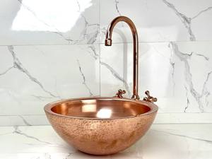 Lavabo de Cobre Martillado, Lavabo Decorativo para Baño, Lavabo Redondo para Baño, para Hogar y Hotel - Product Image 3