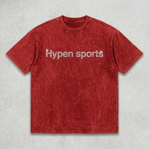 Camiseta de algodón puro de 250g con estampado estilo oscuro, corte holgado, lavado vintage, desgastada, de marca de moda, versátil, transfronteriza - Product Image 1