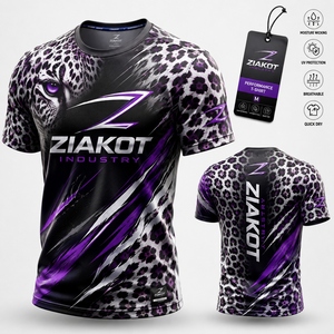 ZIAKOT industry New design Men's Custom 3D Pattern Design White Black Purple Leopard Performance <b>T</b>-<b>Shirt</b> - Product Image 1
