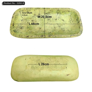 ถ้วยแป้งทรงสี่เหลี่ยมขนาดใหญ่สีเขียวทำจากไม้มะม่วงแบบเรียบง่ายของตกแต่งทำด้วยมือ100% ใส่เทียนขี้ผึ้งธรรมชาติที่ว่างเปล่า - Product Image 2