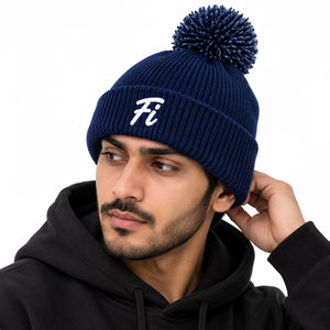 Bonnet d'hiver en acrylique personnalisé avec logo brodé, bonnet à pompon jacquard, bonnet à revers, bonnet à pompon, bonnet en tricot décontracté pour adultes - Product Image 2