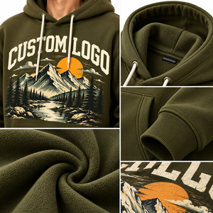 Sudadera con Capucha Azul Marino para Hombre, Manga Larga, Estilo Casual, con Bolsillo Canguro, Bordado Premium OEM - Product Image 5