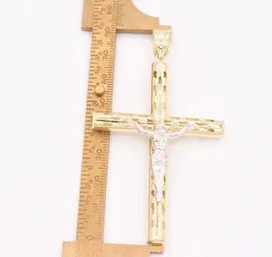 Tishya - Colgante de Cruz con Crucifijo de Jesucristo de 3.25 Pulgadas, Corte Brillante, Oro Amarillo y Blanco de 10K, Amuleto de Lujo para Mujer, Regalo de Aniversario - Product Image 3