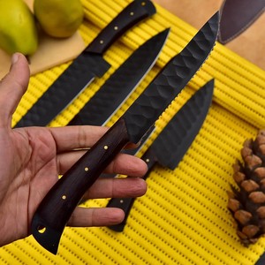 Ensemble de couteaux de chef en acier inoxydable forgé en 5 pièces, sac en cuir, poignées ambidextres, lames durables et affûtées, finition enduite de poudre - Product Image 3