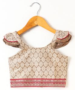 Conjunto de Ropa Étnica Tradicional para Niñas, Blusa Jacquard con Pantalones Dhoti, Atuendo Festivo para Fiestas, Diseño sin Mangas - Product Image 3