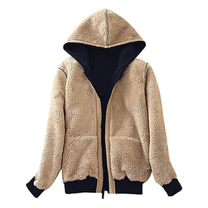 <b>Women's</b> Winter Hoodie Lamb Fleece Lined Jacket Zipper Thick Sweatshirt Warm Wool <b>Coat</b> Usa Size Hoodie - Product Image 3