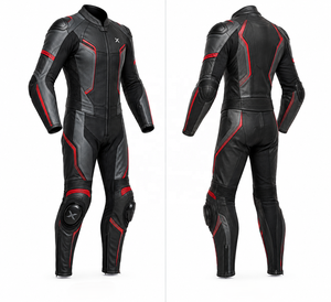 Custom OEM One-Piece Leather Motorcycle <b>Suit</b> | Black <b>Red</b> Gray | OEM ODM Manufacturer | Premium Design Quality | Racing Wear - Product Image 4