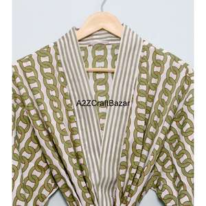 100% Pure Cotton <b>Kimono</b> Floral Printed for <b>Women</b> <b>Women's</b> Summer Sleepwear Beach Evening Casual Robe - Product Image 4