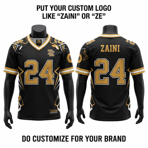 180 GSM Breathable Polyester <b>Mesh</b> Football Jersey Black <b>Gold</b> White Athletic Team Uniform Custom Logo Sublimation Print Embroider - Product Image 1