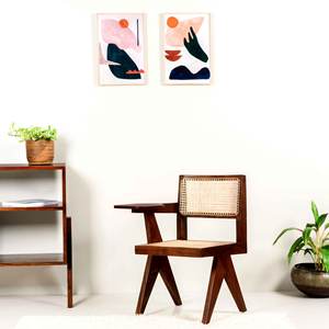 Silla de Estudio Estilo Pierre Jeanneret al por Mayor, Silla de Escritura de Madera Maciza con Patas en V, con Tableta Integrada y Asiento de Ratán Natural - Product Image 6