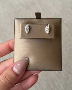 Diamond <b>Stud</b> <b>Earrings</b> Marquise Lab Grown Prong <b>Set</b> Minimalist Unique Everyday Wear Classic <b>Studs</b> Manufacturer 14K 18K Solid Gold - Product Image 1