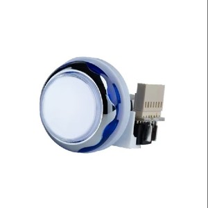 ปุ่มกดเกมอาร์เคด FRO-GVLT02 ขนาด 43.3 มม. พร้อมไฟ LED+สวิตช์ K2 สีขาวเงิน วัสดุพลาสติก+PC/PVC - Product Image 1