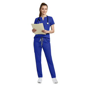 Uniforme Médico de Algodón y Poliéster para Mujer, Blusa de Manga Corta con Cuello en V, Pantalones Cargo, Uniforme de Enfermería, Ropa de Trabajo para Hospital y Servicios de Salud - Product Image 1