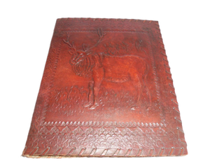 Beautiful Reindeer Embossed <b>A4</b> Size Handmade Leather Sketching Journal Customizable Vintage Writing Notebook Recycle Paper - Product Image 1
