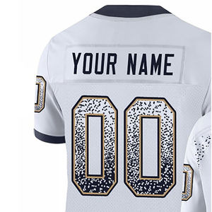 Camiseta de Fútbol Americano Personalizada, Blanca y Azul Marino, Cuello en V, Manga Corta, Sublimada, Absorbente de Humedad, para Hombre - Product Image 6