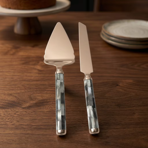 Ensemble élégant pour la découpe du gâteau de mariage avec couteau et spatule en acier inoxydable, finition miroir argentée pour hôtels et organisateurs d'événements - Product Image 5