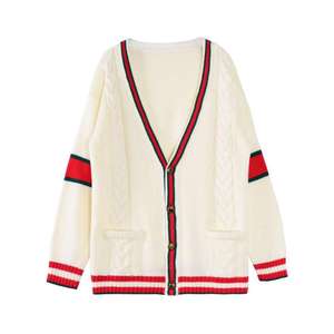 Cardigan Homme Style Européen Respirant Col V Rayé Tricoté Boutonné Tendance - Product Image 1
