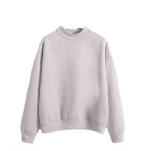 เสื้อสเวตเชิ้ตคอเต่าทรงโอเวอร์ไซส์สำหรับผู้หญิง แต่งขอบคอ ขอบแขน และชายเสื้อแบบริบตัดสี ผ้าฟลีซหนานุ่ม - Product Image 4