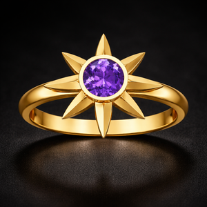 Amethyst CZ 925 Sterling Silver Sun Round <b>Stacking</b> Engagement <b>Ring</b> For Women Jewelry Gift - Product Image 5