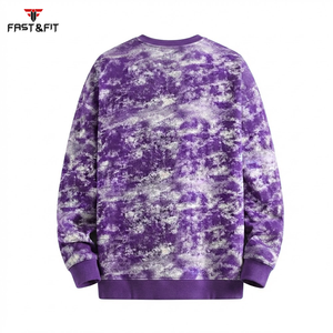 Sweat-shirt à col rond en coton 100% de haute qualité, couleur unie, coupe ample, effet délavé, avec logo personnalisé, en vente. - Product Image 5
