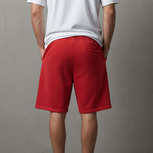 250GSM Fleece Oversized Elastic Waist High Street Style Casual Sweatpants Wholesale OEM Cotton/Polyester Solid Men's Shorts - Product Image 3