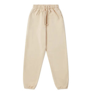 Pantalones Deportivos de Algodón Beige para Hombre, Estilo Hip Hop, Bordados, Cintura Elástica con Cordón, Bolsillos Laterales, Tejido de Punto, para Invierno - Product Image 1