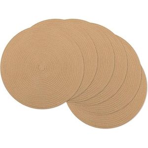 Set of 6 15 Inch Round Braided Cotton Polyester Heat-Resistant Placemats Washable <b>Table</b> <b>Mats</b> for Dinner Party - Product Image 2