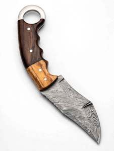 Outil utilitaire artisanal en acier de Damas avec poignée en anneau de précision et manche en bois bicolore - Product Image 6