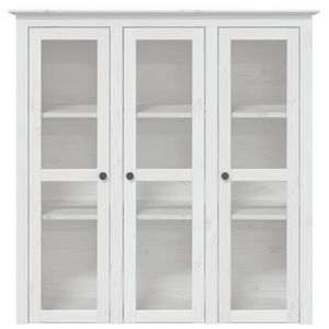 BODO White Solid <b>Wood</b> <b>Pine</b> <b>Kitchen</b> Storage <b>Cabinet</b> with Glass Doors - Product Image 3