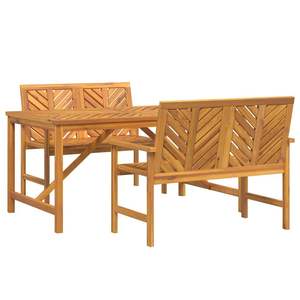 Juego de comedor de jardín de madera maciza de acacia marrón de 3 piezas - Product Image 2
