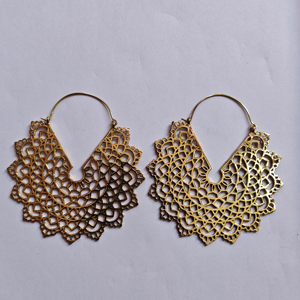 Pendientes de Aro con Filigrana Dorada, Estilo Boho, Mandala, Étnico, Vintage, Joyería Colgante - Product Image 1