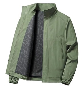 High Quality Autumn Casual Simple Streetwear Plus Size Zipper Fashion Loose Stand Collar Nonwoven <b>Plain</b> Dyed Breathable Bomber - Product Image 4