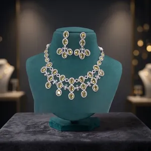 Women's <b>Silver</b> Plated Crystal <b>Necklace</b> <b>and</b> <b>Earring</b> <b>Set</b> Oval Cut Rhinestone Cross Design Wedding Jewelry Alloy Fashion <b>Set</b> - Product Image 5