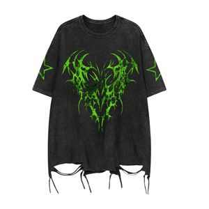 Custom Oversized Vintage Acid Wash T <b>Shirt</b> Gothic Skull Cross Graphic Print Heavyweight Cotton Harajuku <b>Y2K</b> Streetwear Men Women - Product Image 4
