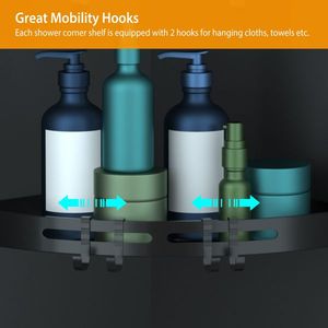 ชั้นวางของในห้องน้ำแบบติดผนังอะลูมิเนียมสำหรับมุมห้องอาบน้ำ ไม่ต้องเจาะผนัง พร้อมตะกร้าเก็บของ - Product Image 3