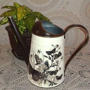 Compact decorative metal watering can with enamel printed artwork easy to carry ideal for <b>small</b> indoor plants - Product Image 1