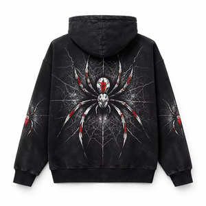 Custom Optic <b>White</b> Unisex Oversized Spider Heart Graphic Winter Front Pullover Hoodie Heavyweight Fleece <b>Sweatshirt</b> Blank - Product Image 5