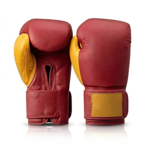 นวมชกมวยหนัง PU สีขาวและสีเหลือง พร้อมสายรัดข้อมือแบบปรับได้ด้วยเวลโคร - Product Image 4
