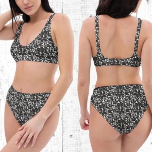 Ensemble de maillots de bain assortis pour couple, imprimé floral personnalisé, bikini string de haute qualité, tenues de plage - Product Image 5