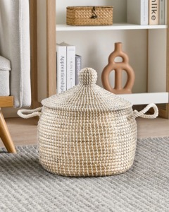 Seagrass <b>basket</b> with lid Handmade <b>Storage</b> <b>Basket</b> Wholesale eco-friendly Made in Viet Nam - Product Image 4